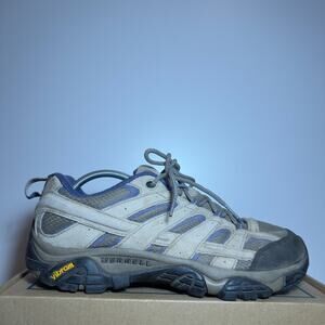 Merrell Moab 2 Vent Women's Hiking Shoes Size 11 Gray Blue Vibram Trail Sneakers